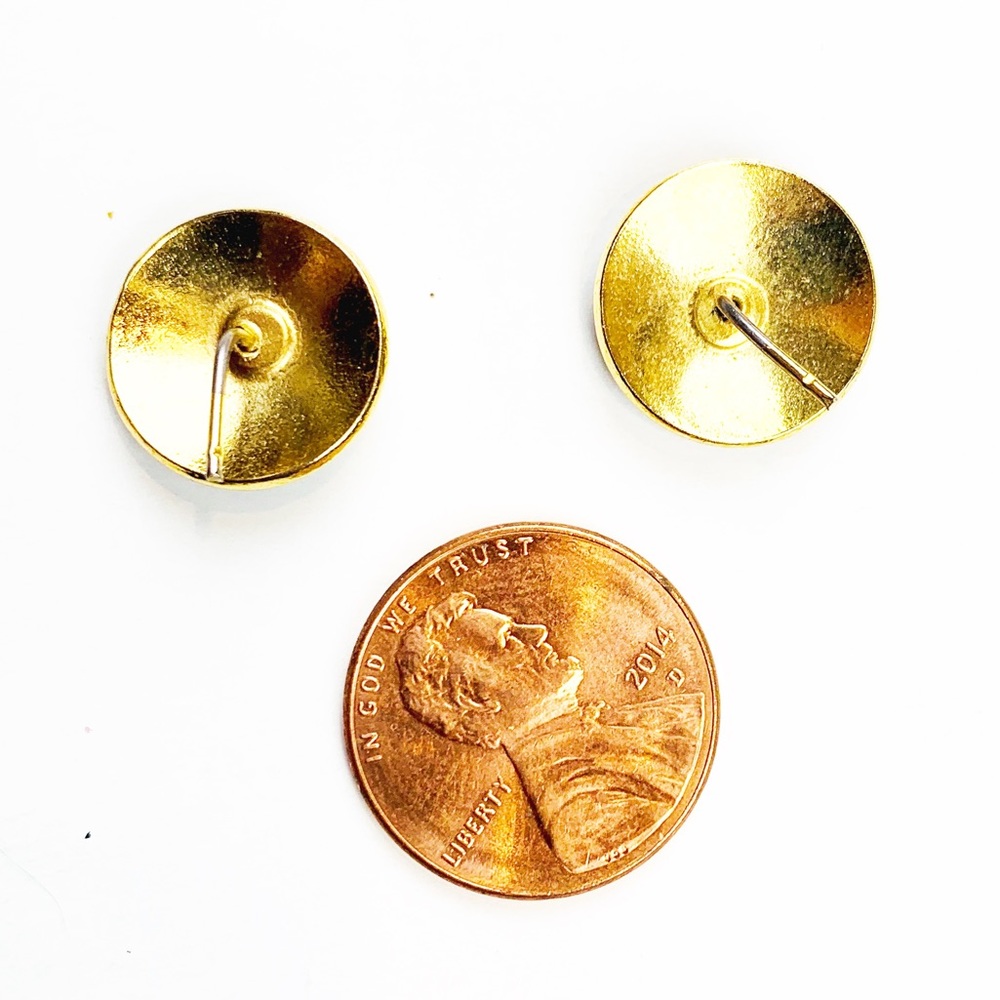 Vintage Enamel blue & pink cloisonné rose earrings - Picture 3 of 6